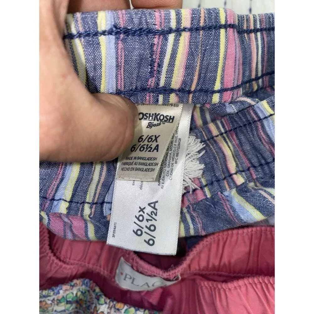 Girls Shorts Lot 6 6X 7 OshKosh Linen Floral Striped Pink Cottagecore Coquette